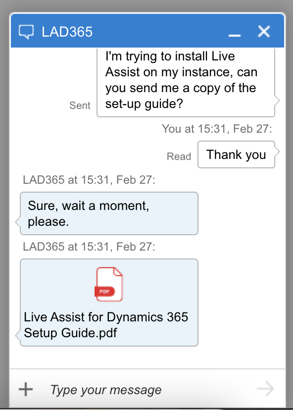 View of the file in the conversation, as shown from the consumer side