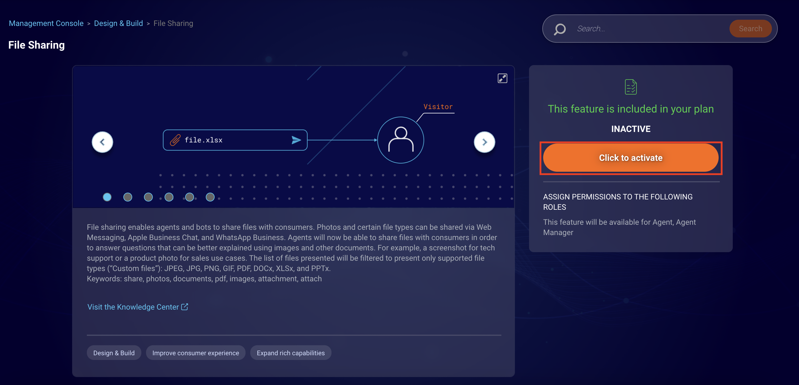 The File Sharing feature page