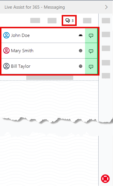 The LAD365 agent widget with multiple conversations