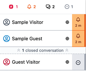 The conversation list of the Messaging Agent Widget shows two open conversations and one closed conversation