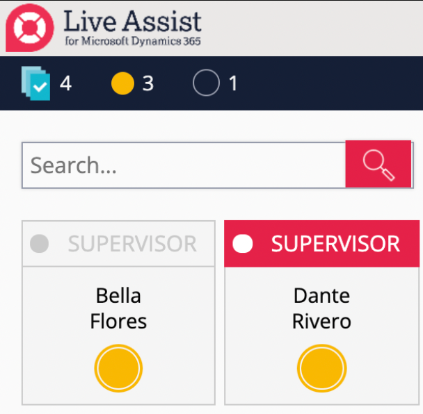 The Agents page of the Live Assist Admin Portal, with cards visible for two users. Both are enabled and one is marked as a supersivor.