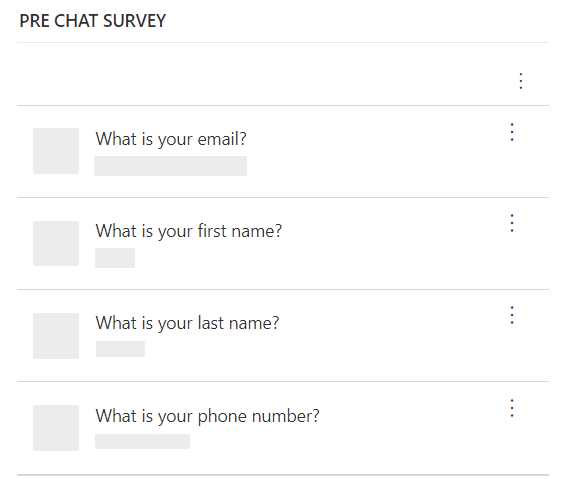 Pre-chat survey details