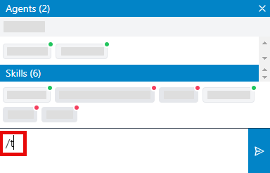 The Transfer menu open in the LAD365 Agent Widget