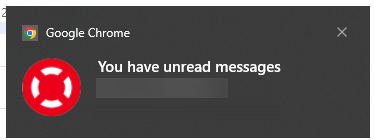 A Google Chrome notification pop-up from LAD365 informing the agent of unread messages