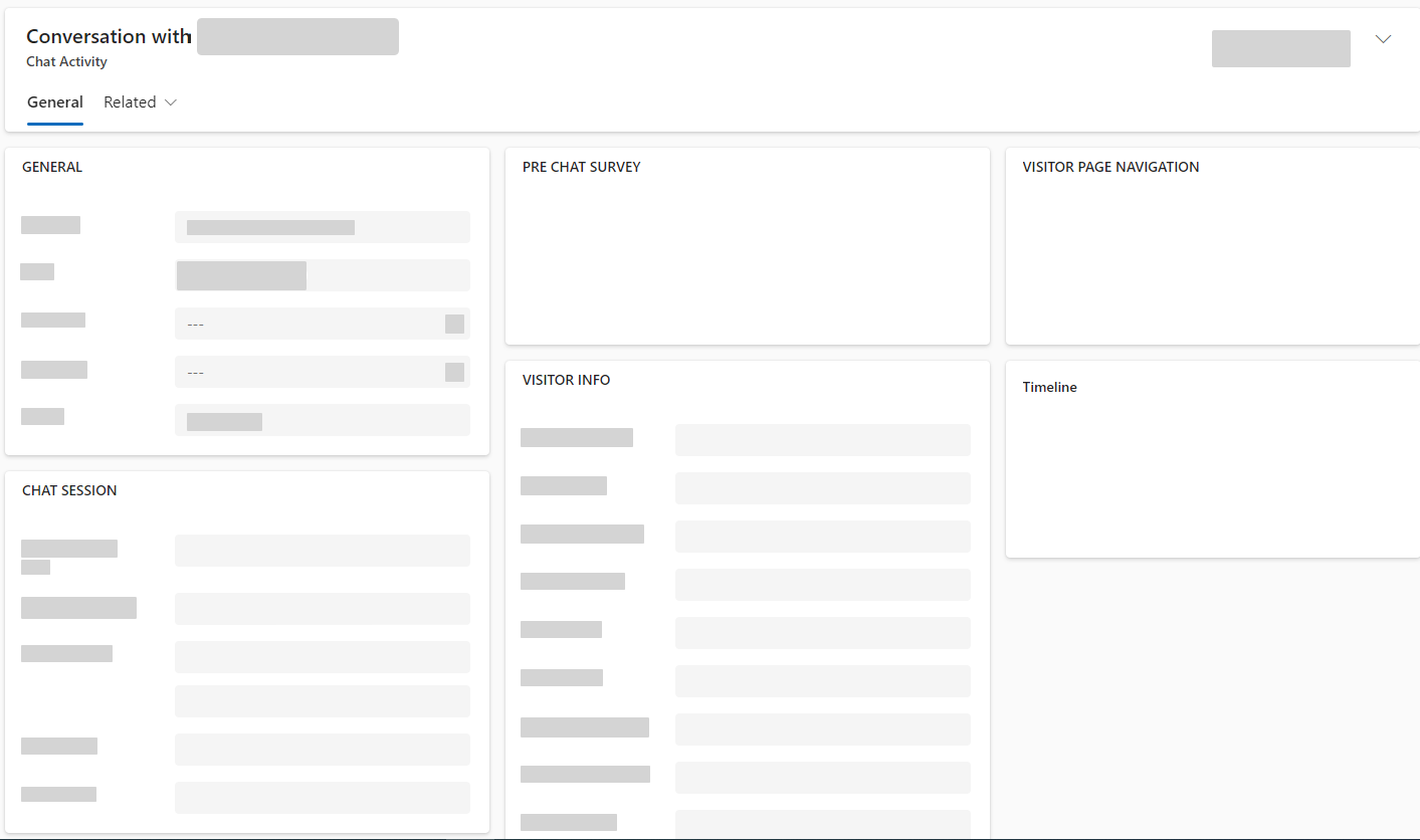 A chat activity record in the Microsoft Dynamics 365 Customer Service Hub app