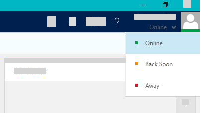 The presence state menu is open in the Live Assist for Dynamics 365 Agent Widget in the Unified Service Desk of Dynamics 365