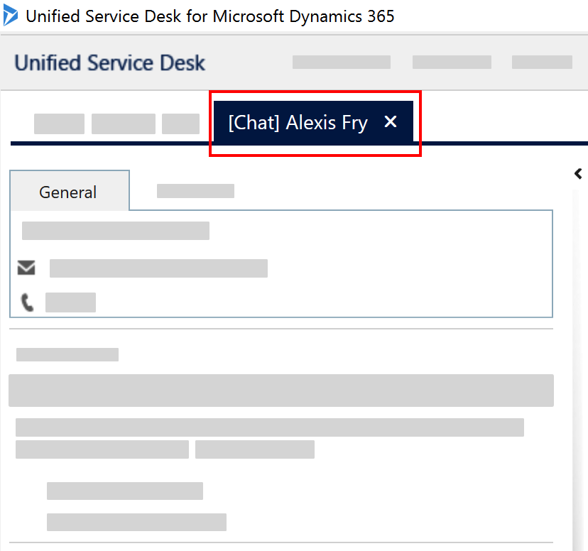 The Unified Service Desk (USD) for Dynamics 365 with a Chat Session shown in the main panel