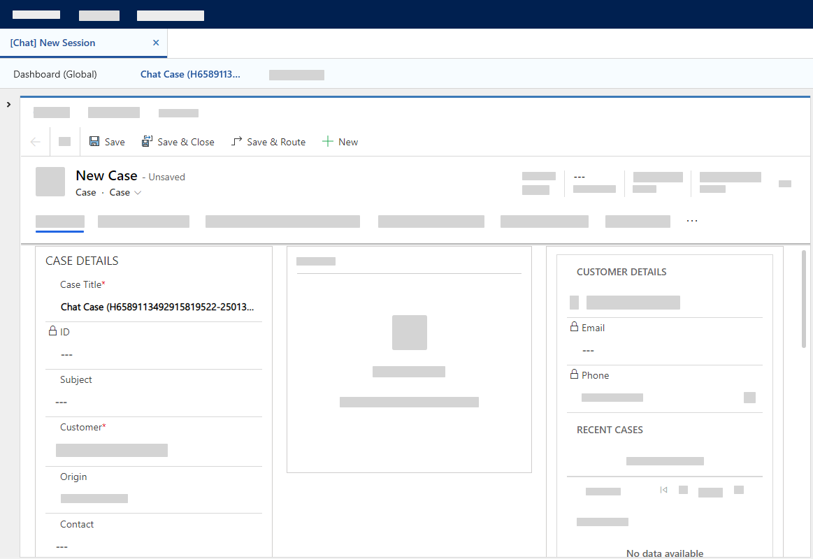 A new customer service case is open in the Unified Service Desk (USD) of Dynamics 365